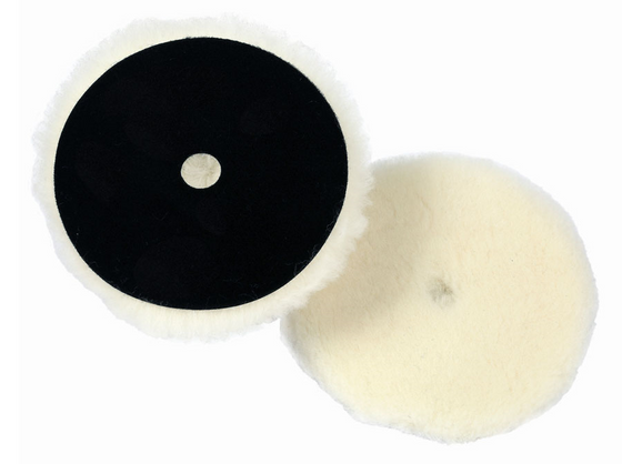 Prewashed White Lambswool Knitted Polishing Pad w/Center Hole6-1/2"  x 3/4 " Hook & Loop